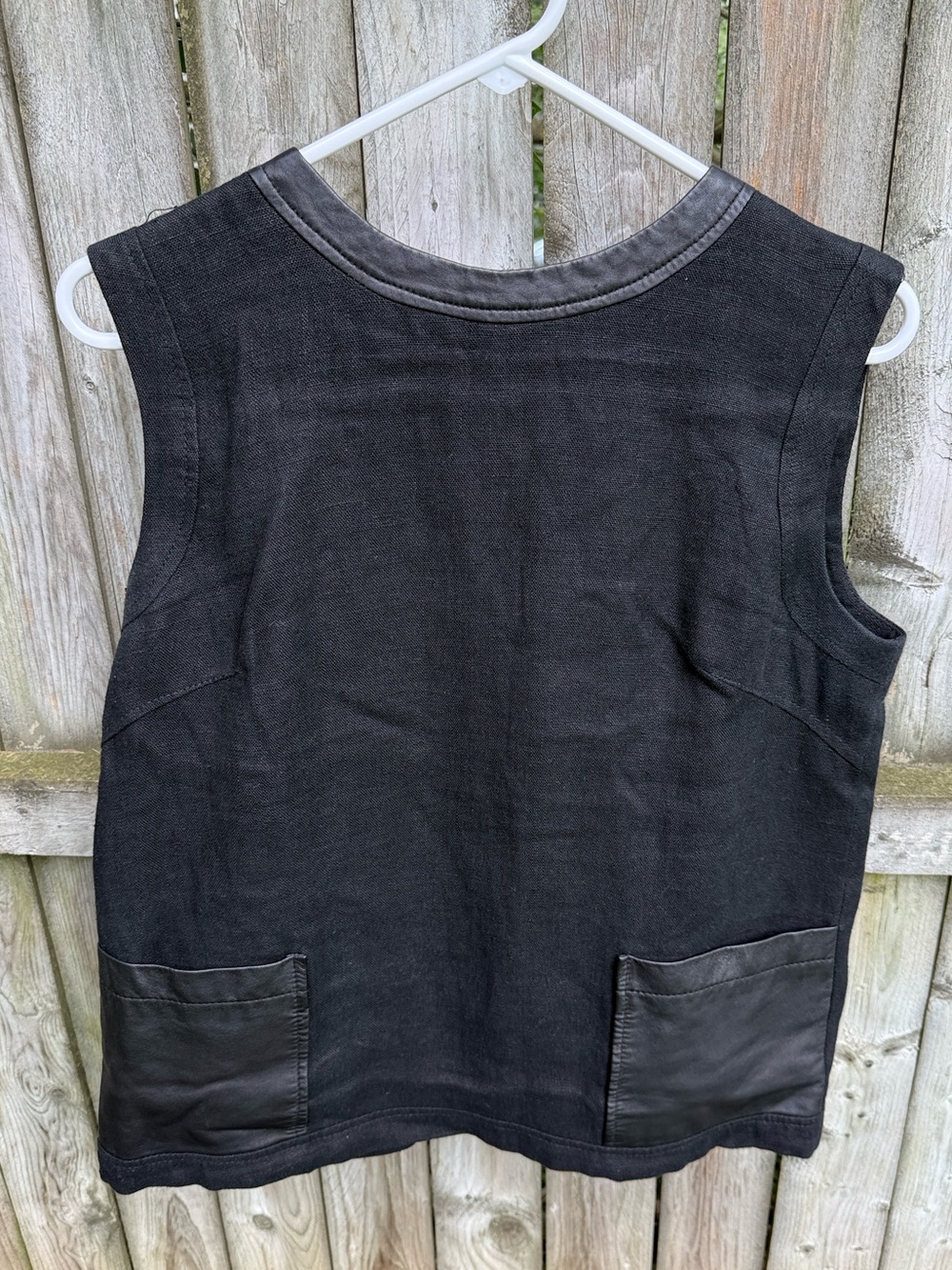 Jenni Kayne Linen Leather Top vest back zip sleeveless silk lined luxe luxury M